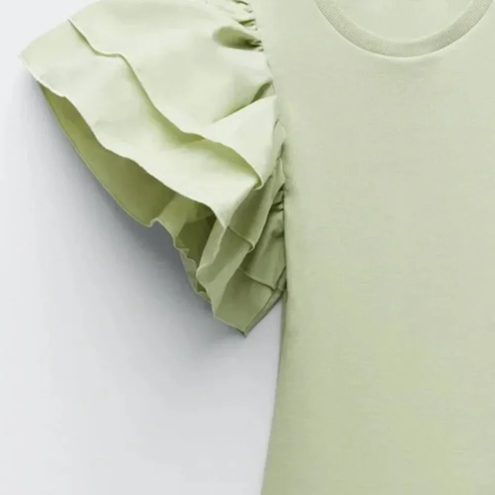 🍃✨‎ Zara Ribbed Ruffle Bodysuit (NEW WITH TAG) ✨🍃